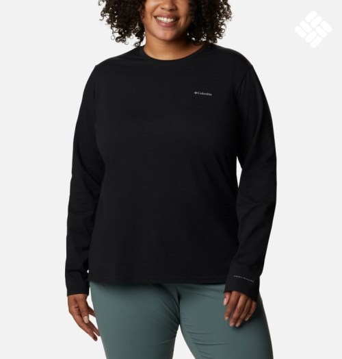 Columbia Sun Trek Long Sleeve Gensere Dame Svarte | Plus Size 53804C